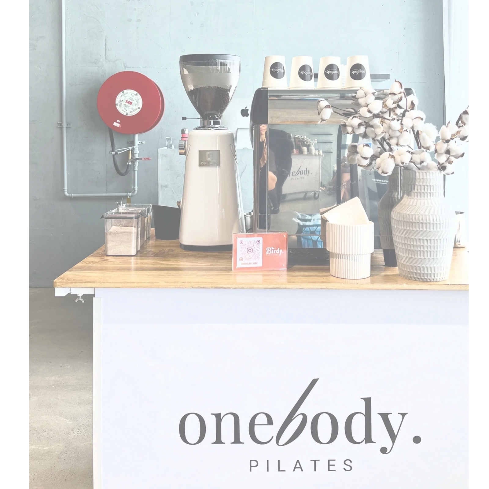 Branded Birdy coffee cart set up at a corporate brand activation